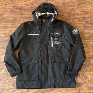 Leduntino Find Your Own Way Windbreaker Hooded Jacket  - Arctic Black Med